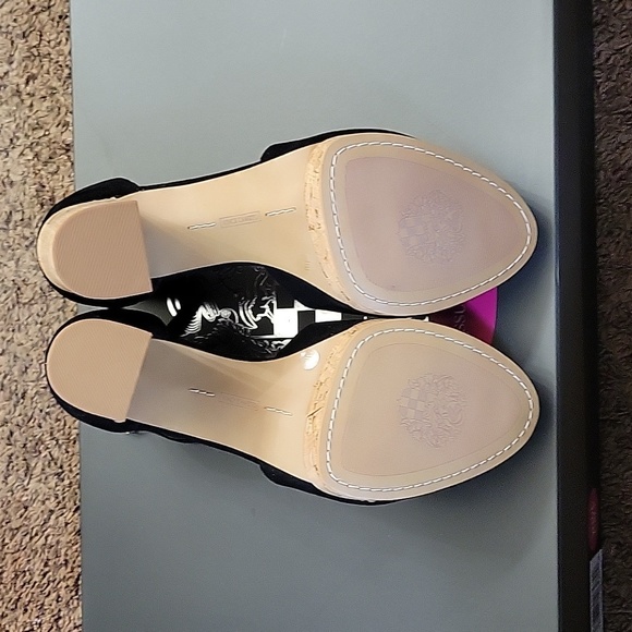 Vince Camuto Black Suede Ciestie Cork Platform Ankle Strap Peep-Toe Sand… - Picture 4 of 15